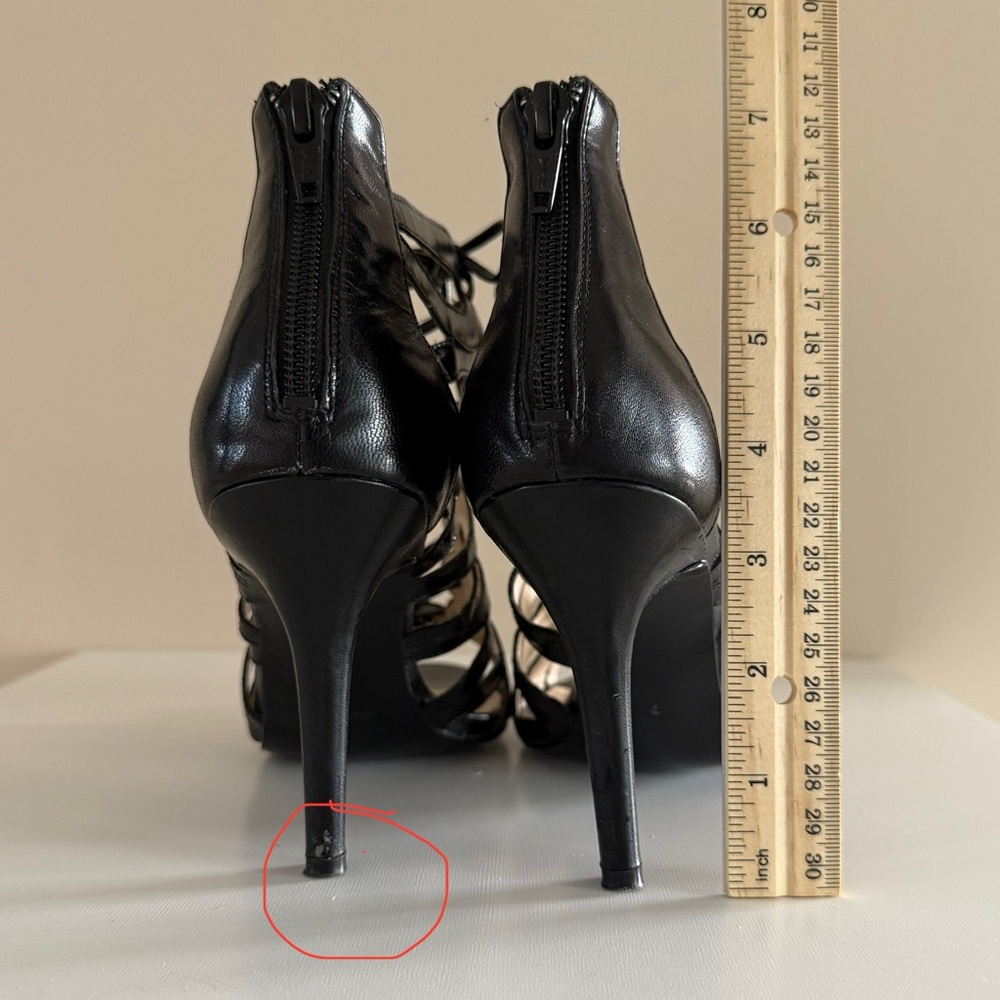 Nine West | Black Leather Lace-up Stilettos Sz 7.5 - Picture 3 of 4